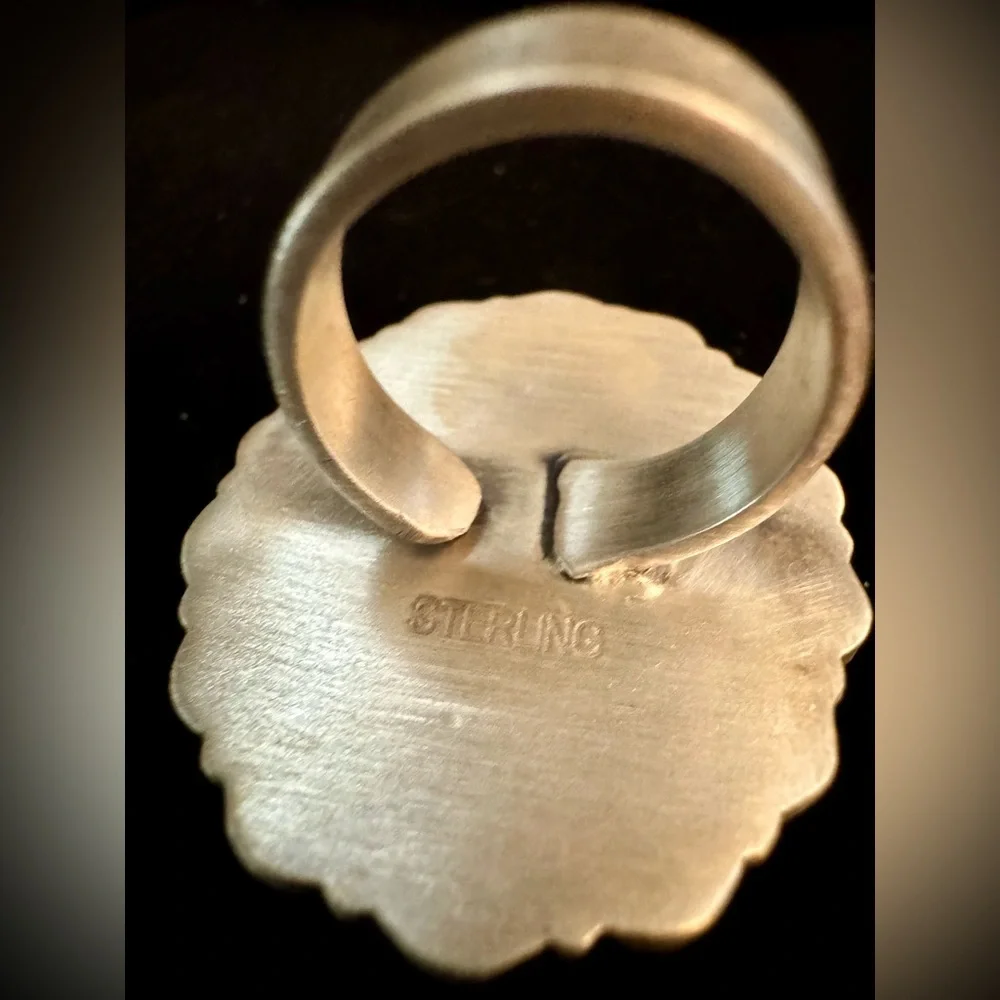 Spiny oyster Orange &‎ genuine, Kingman Turquoise Statement Ring sterling silver